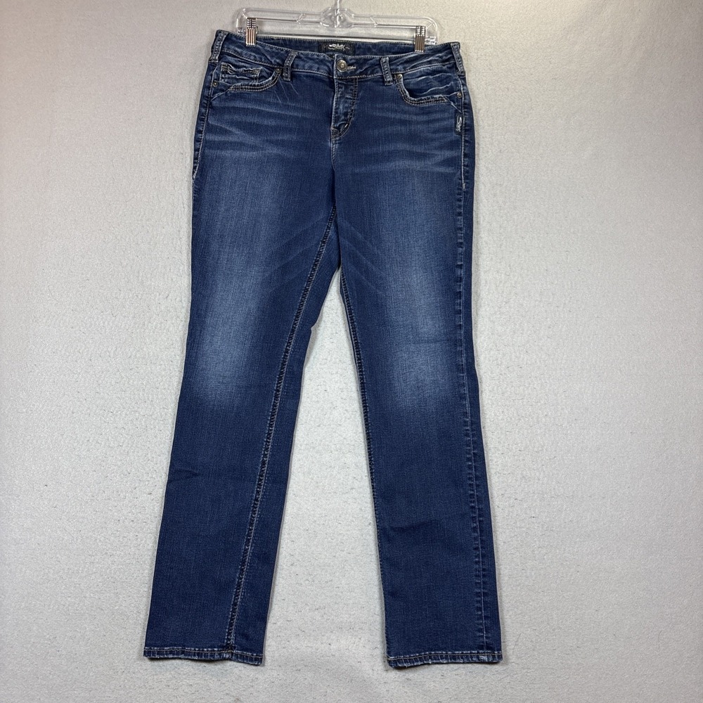 Silver Jeans Co Avery Straight Leg Jeans Medium Wash W34 L32 Mid Rise Stretch